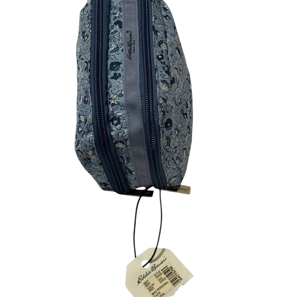 Eddie Bauer Blue Floral Double Zip Cosmetic Bag NWT - Picture 4 of 8